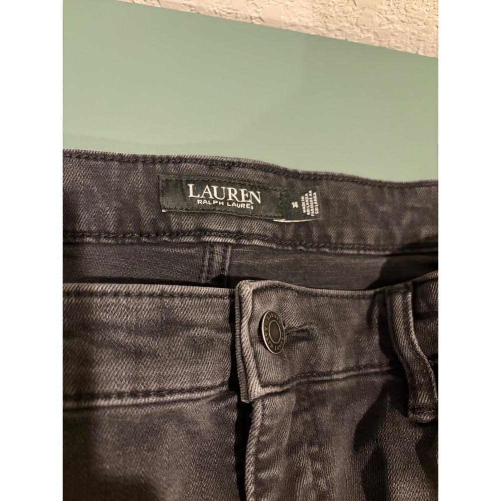 Lauren Ralph Lauren Womens Black High Rise Skinny Jeans Size 14 Faded Denim - Picture 5 of 10